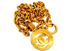 Vintage Chanel necklace CC logo round pendant