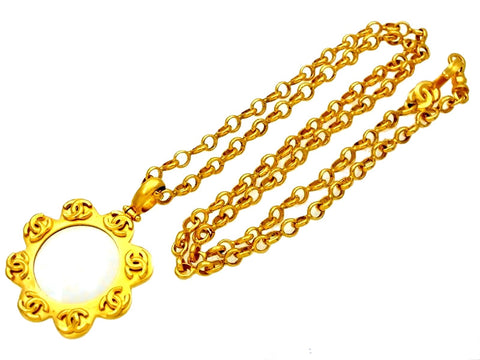 Vintage Chanel loupe necklace CC logo pendant