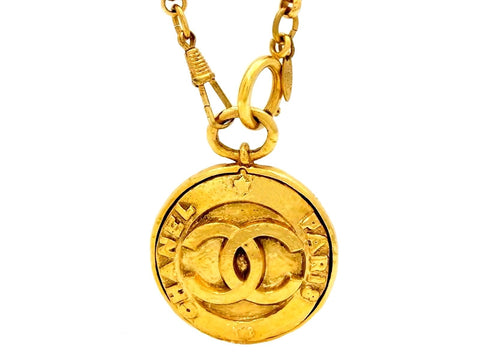 Vintage Chanel necklace CC logo mirror pendant