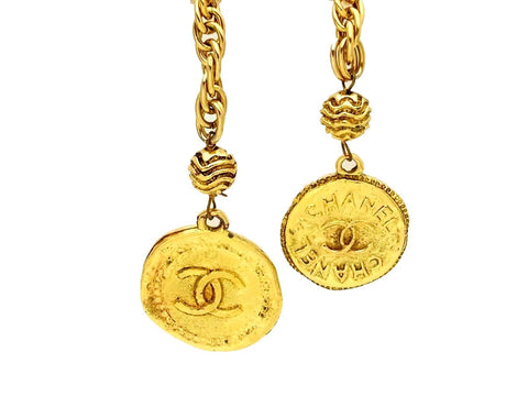 Vintage Chanel necklace CC logo medals lariat