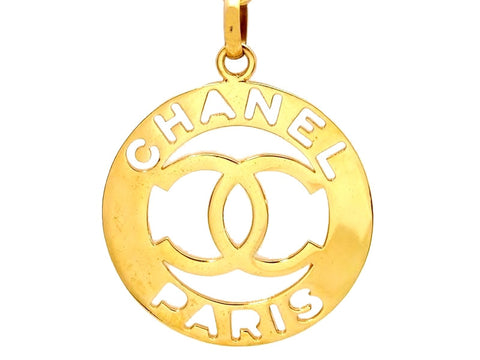 Vintage Chanel necklace CC logo huge pendant
