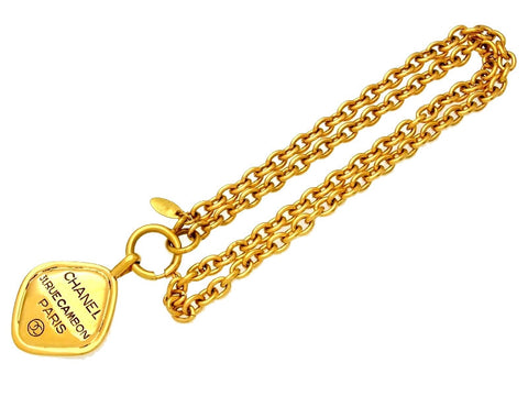 Vintage Chanel necklace rue cambon logo plate