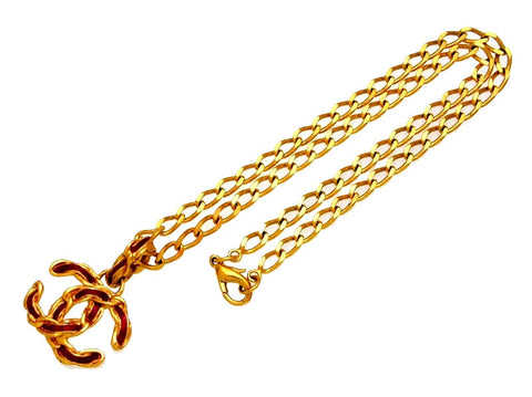 Vintage Chanel necklace CC logo red line