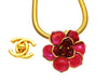 Vintage Chanel necklace Camellia pink gripoix glass