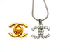 Vintage Chanel necklace CC logo rhinestone