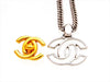 Vintage Chanel necklace CC logo silver color