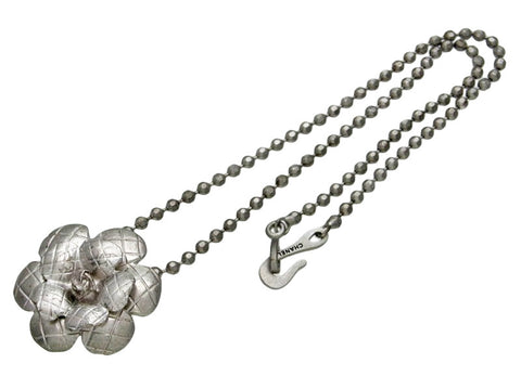 Vintage Chanel necklace camellia flower silver color