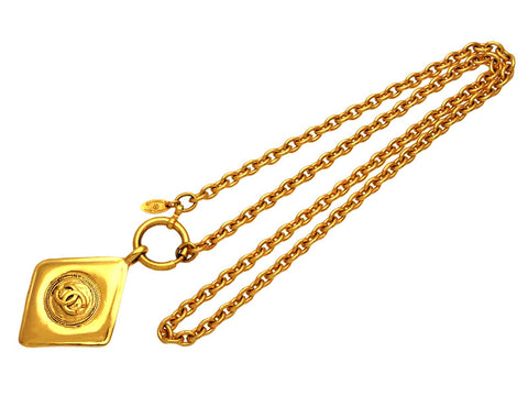 Vintage Chanel necklace CC logo rhombus