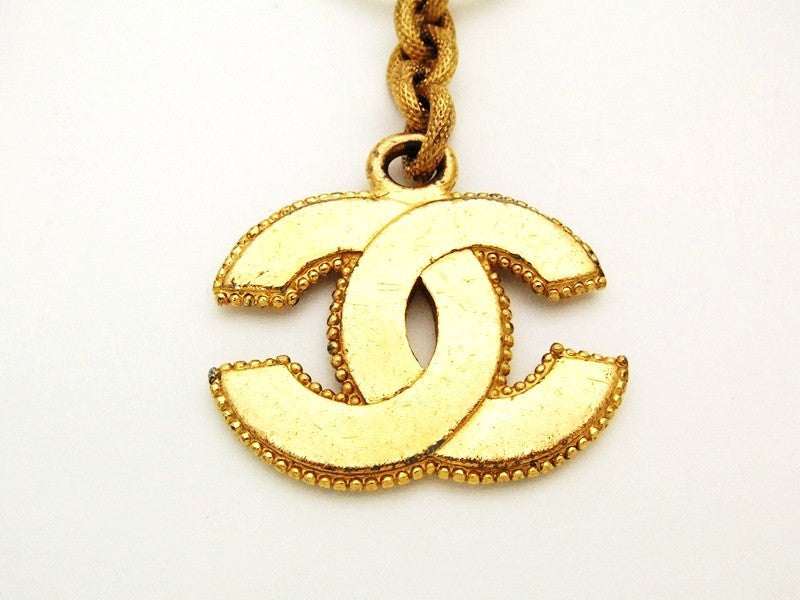 Authentic vintage Chanel keychain key ring gold CC double C logo