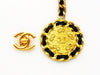 Authentic vintage Chanel keychain key ring black chain CC logo round