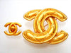 Authentic Vintage Chanel pin brooch Quilted CC logo double C