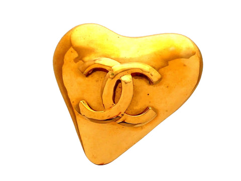 Authentic Vintage Chanel pin brooch CC logo Heart