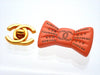 Authentic Vintage Chanel pin brooch Pink Ribbon CC logo Rhinestones