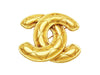 Authentic vintage Chanel pin brooch gold quilted CC logo double C