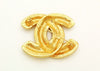 Authentic vintage Chanel pin brooch gold quilted CC logo double C