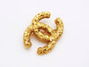 Authentic vintage Chanel pin brooch gold CC logo double C jewelry real