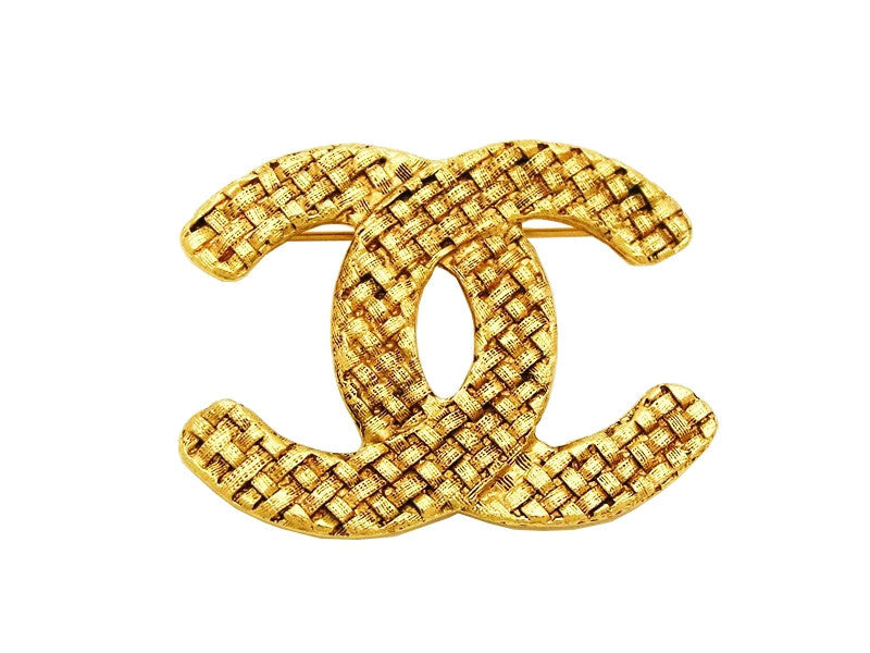 Authentic vintage Chanel pin brooch gold CC logo double C jewelry