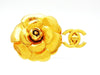Vintage Chanel camellia pin brooch gold flower jewelry Authentic