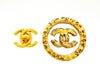 Vintage Chanel brooch pin CC logo clear round