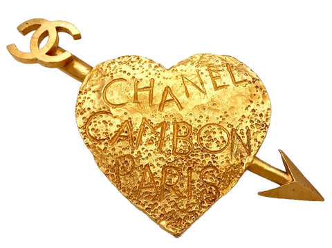 Vintage Chanel pin brooch arrow heart CC logo huge