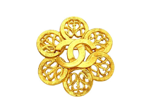 Vintage Chanel pin brooch CC logo flower