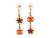 Authentic vintage Chanel stud earrings CC logo star round dangle real
