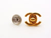 Authentic vintage Chanel stud earrings CC logo clear metallic round