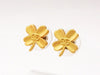 Chanel stud earrings CC logo gold clover Authentic