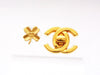 Chanel stud earrings CC logo gold clover Authentic