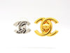 Chanel stud earrings CC logo silver color Authentic vintage Chanel