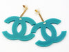 Chanel stud earrings big CC logo blue dangle Authentic Vitnage Chanel
