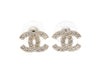 Chanel stud earrings CC rhinestone silver Authentic vintage Chanel
