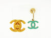 Vintage Chanel stud earrings light blue CC logo dangling Authentic