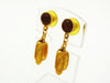 Vintage Chanel stud earrings orange stone logo dangle
