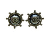 Vintage Chanel stud earrings CC logo rhinestone black metal Authentic