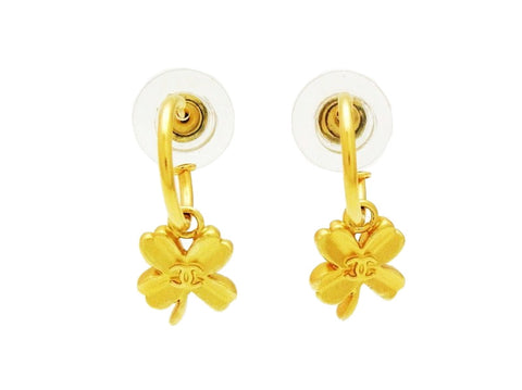Vintage Chanel stud earrings CC logo clover dangling