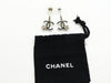 Vintage Chanel stud earrings black CC logo camellia dangle