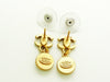 Vintage Chanel stud earrings CC logo rhinestone white button dangle