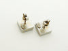 Vintage Chanel stud earrings CC logo square metal Authentic