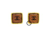 Vintage Chanel stud earrings CC logo pink glass stone Authentic