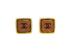 Vintage Chanel stud earrings CC logo pink glass stone Authentic