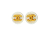 Vintage Chanel stud earrings white button CC logo