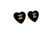 Vintage Chanel stud earrings black heart