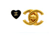 Vintage Chanel stud earrings black heart