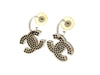 Vintage Chanel stud earrings CC logo dangle silver