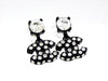 Vintage Chanel stud earrings black CC logo rhinestone