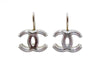 Vintage Chanel stud earrings CC logo clear mirror dangle