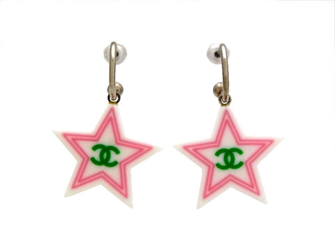 Vintage Chanel stud earrings CC logo star dangle