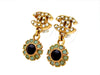 Vintage Chanel stud earrings CC logo rhinestone flower dangle