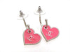 Vintage Chanel stud earrings heart CC logo dangle pink